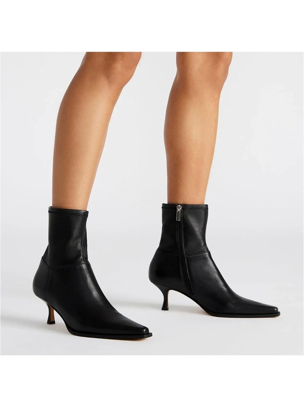 Women's Black Pointed Toe Kitten Heel Ankle Boots